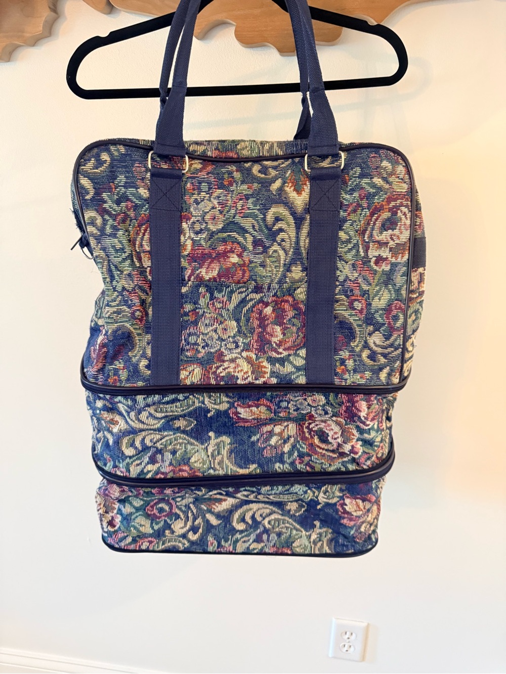 Expandable Tapestry Travel Tote Bag - with wheels! Measurements in photos
